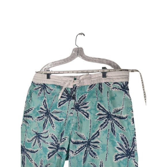 Old Navy White/Blue/Green Palm Built In Flex Board Shorts Mens 36x10" Drawstring - Picture 8 of 11